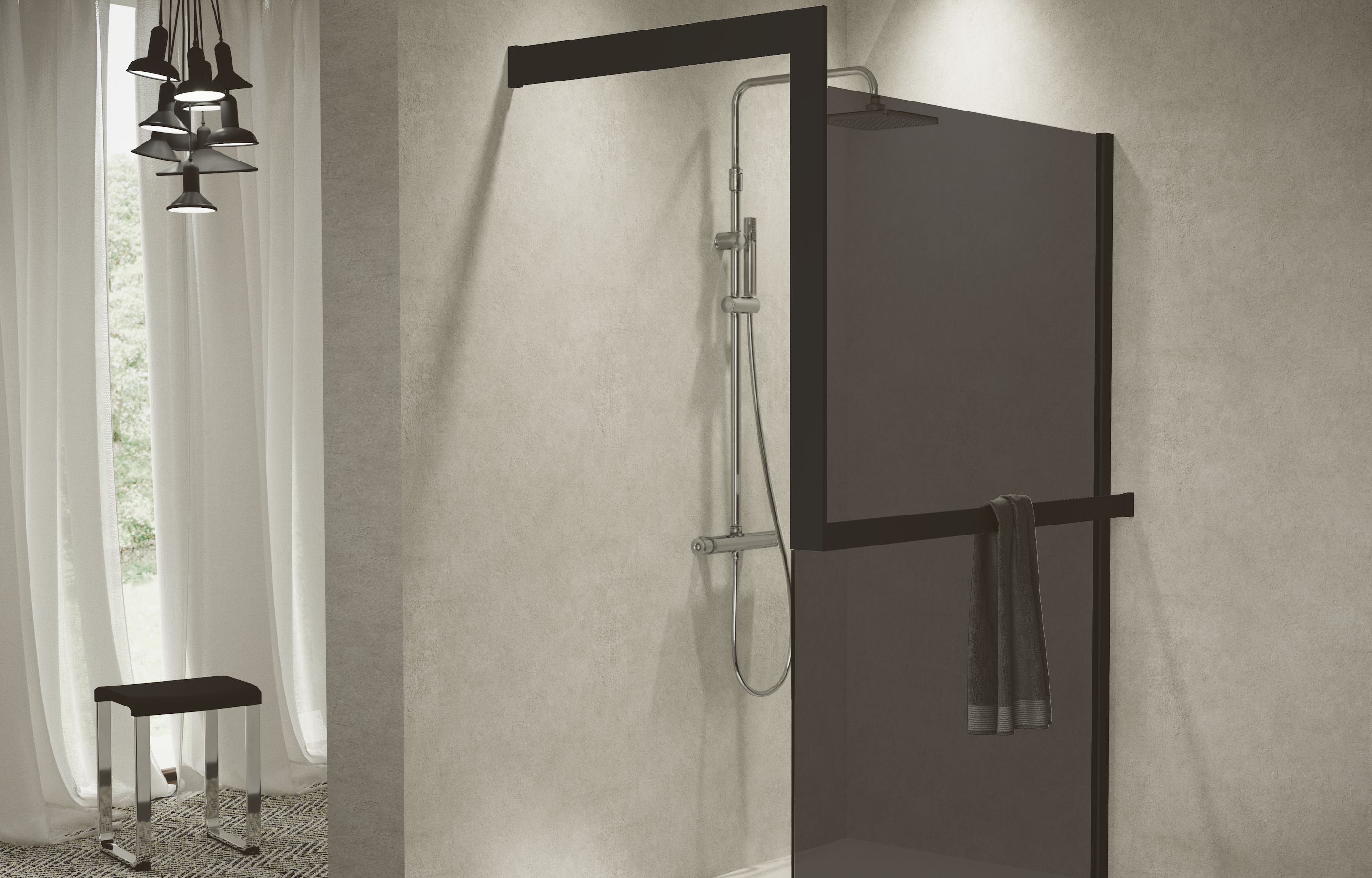 Shower spaces - Kuadra H Frame fumé