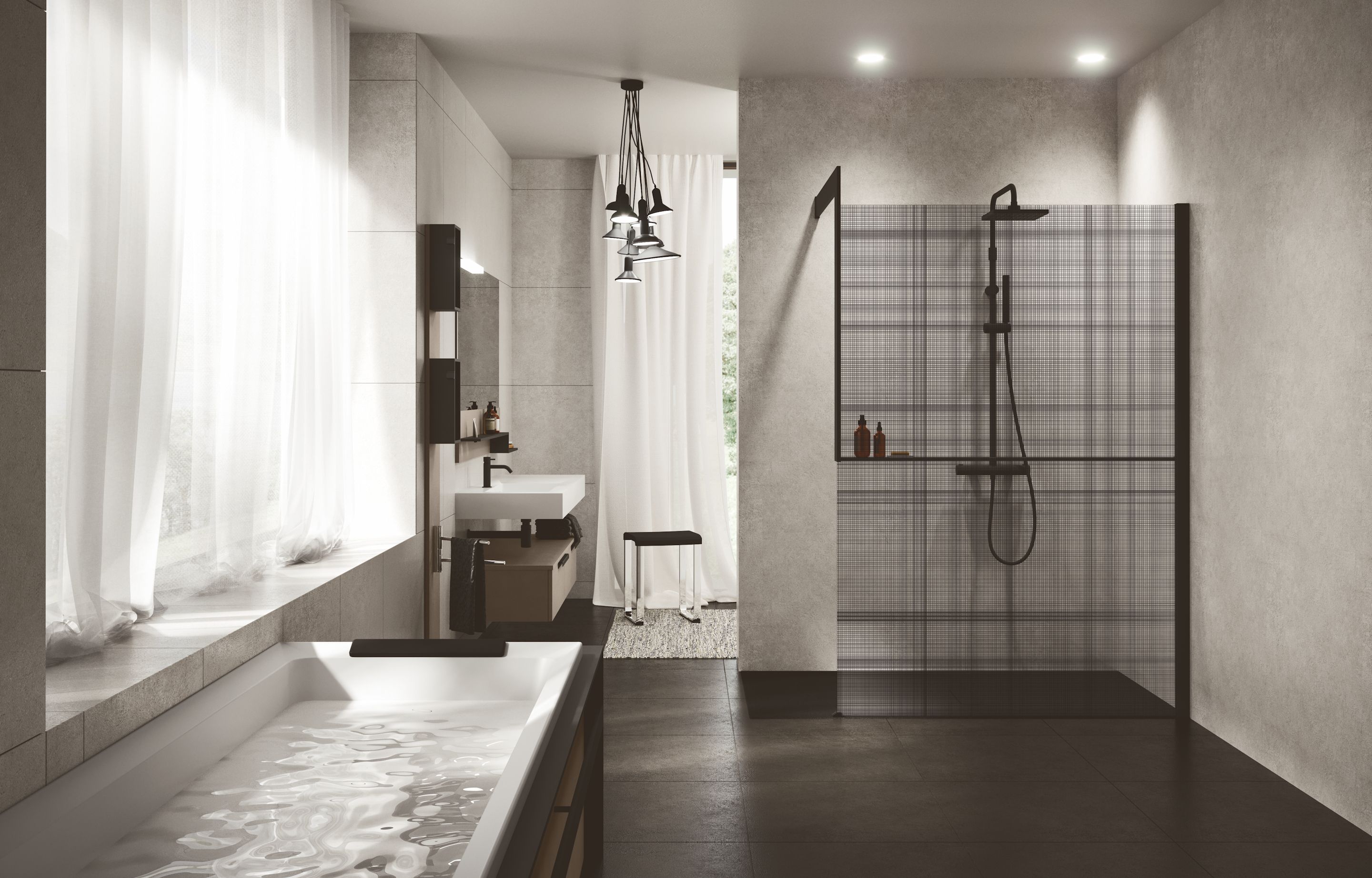 Shower spaces - Kuadra H Frame printed glass